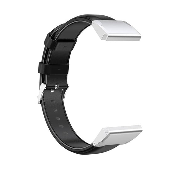 For Garmin QuickFit 26mm Kalebol Waxed Calfskin Leather Watch Band(Black)