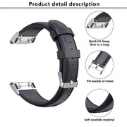 For Garmin QuickFit 26mm Kalebol Waxed Calfskin Leather Watch Band(Black)
