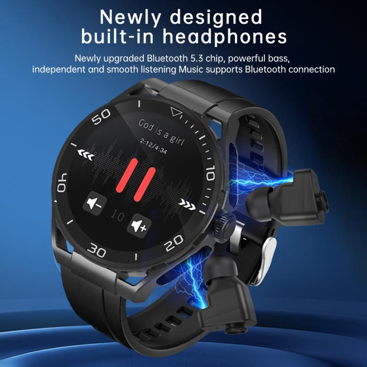 Q11 Dual-mode Bluetooth Headphones Smart Watch,1.58 inch, Support Bluetooth Call / Heart Rate(Black)