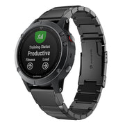 For Garmin QuickFit 20mm Kalebol Turtle Back Buckle Stainless Steel Watch Band(Black)