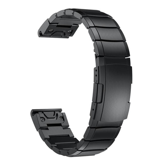 For Garmin QuickFit 20mm Kalebol Turtle Back Buckle Stainless Steel Watch Band(Black)