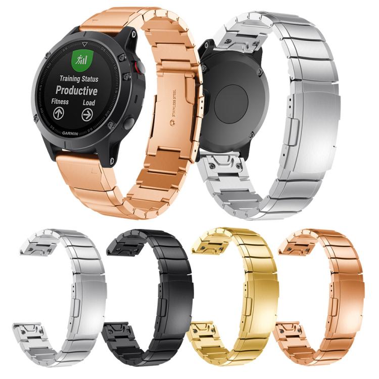 For Garmin QuickFit 20mm Kalebol Turtle Back Buckle Stainless Steel Watch Band(Black)