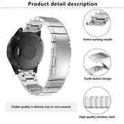 For Garmin QuickFit 20mm Kalebol Turtle Back Buckle Stainless Steel Watch Band(Black)