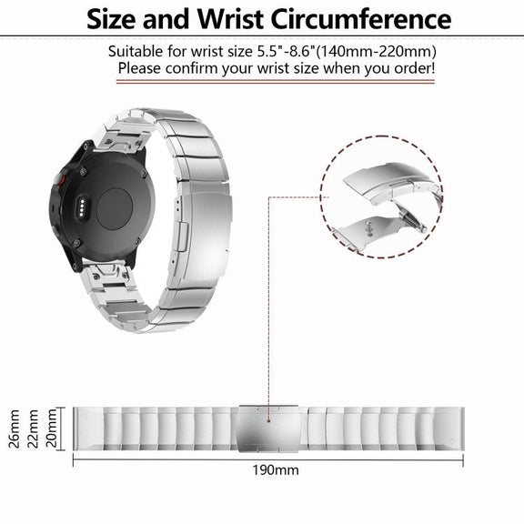 For Garmin QuickFit 20mm Kalebol Turtle Back Buckle Stainless Steel Watch Band(Black)