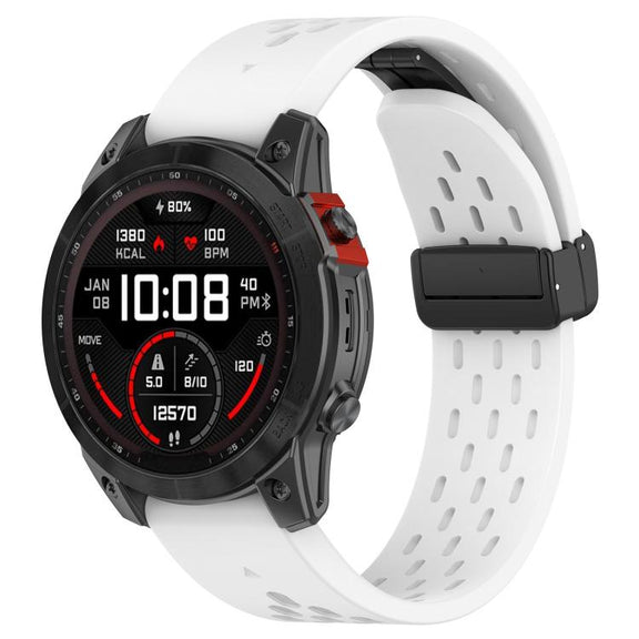 For Garmin QuickFit 20mm Kalebol Magnetic Buckle Silicone Watch Band(White)