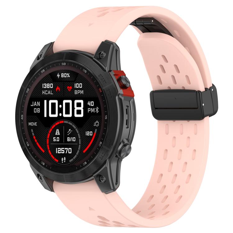 For Garmin QuickFit 20mm Kalebol Magnetic Buckle Silicone Watch Band(Light Pink) - free shipping - PMc TechLife - Order now!
