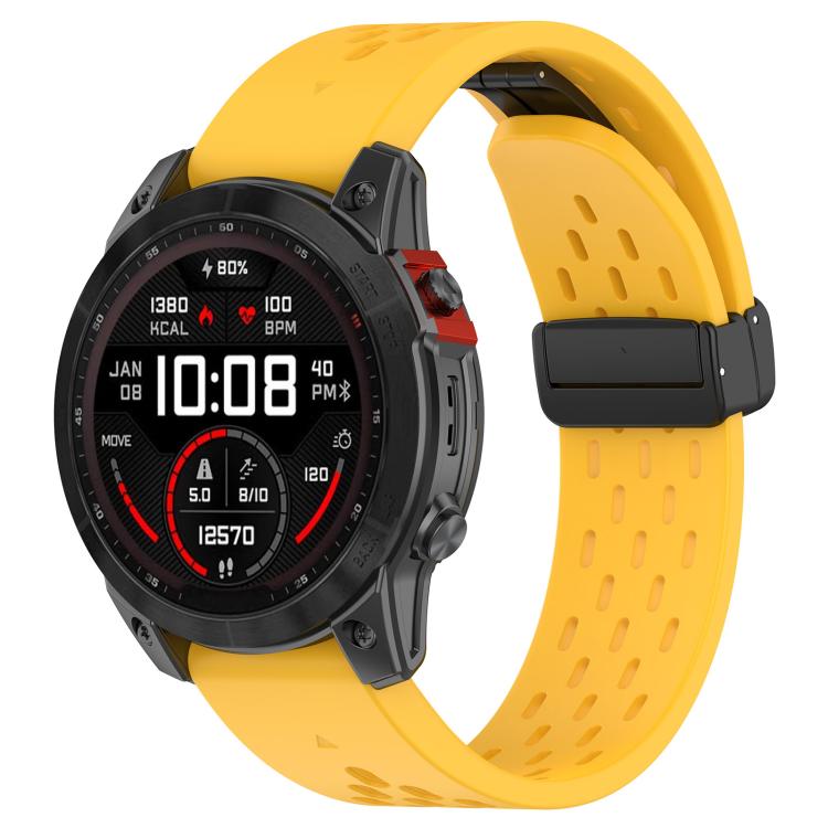 For Garmin QuickFit 22mm Kalebol Magnetic Buckle Silicone Watch Band(Yellow) - free shipping - PMc TechLife - Order now!