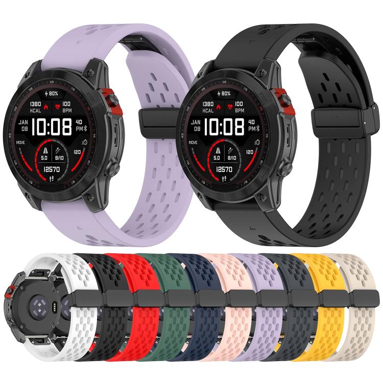 For Garmin QuickFit 20mm Kalebol Magnetic Buckle Silicone Watch Band(White)
