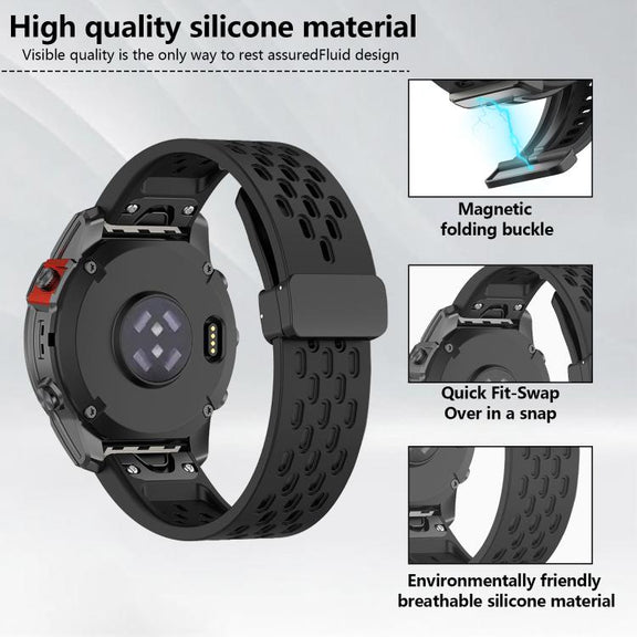 For Garmin QuickFit 20mm Kalebol Magnetic Buckle Silicone Watch Band(White)