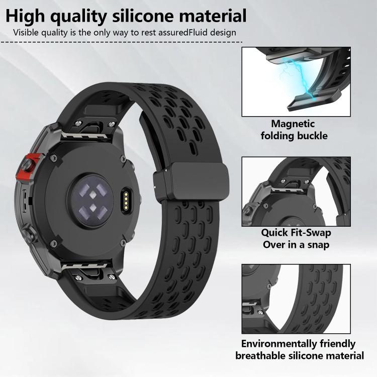 For Garmin QuickFit 20mm Kalebol Magnetic Buckle Silicone Watch Band(White)