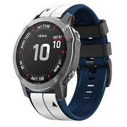 For Garmin QuickFit 22mm Kalebol Two-color Pin Silicone Watch Band(White Blue)