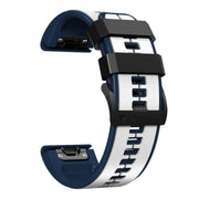 For Garmin QuickFit 22mm Kalebol Two-color Pin Silicone Watch Band(White Blue)