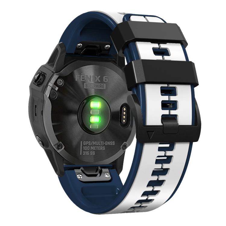 For Garmin QuickFit 22mm Kalebol Two-color Pin Silicone Watch Band(White Blue)