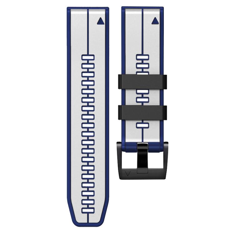 For Garmin QuickFit 22mm Kalebol Two-color Pin Silicone Watch Band(White Blue)