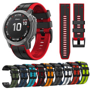 For Garmin QuickFit 22mm Kalebol Two-color Pin Silicone Watch Band(White Blue)