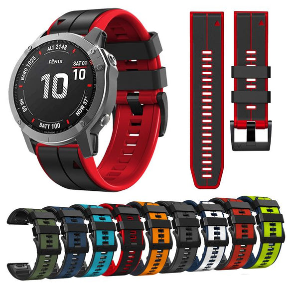 For Garmin QuickFit 22mm Kalebol Two-color Pin Silicone Watch Band(White Blue)