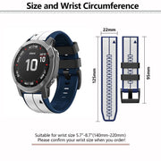 For Garmin QuickFit 22mm Kalebol Two-color Pin Silicone Watch Band(White Blue)