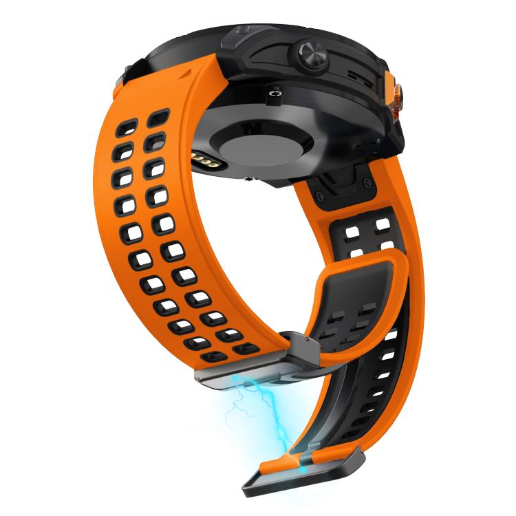For Garmin QuickFit 26mm Kalebol Two-color Magnetic Silicone Watch Band(Orange Black)