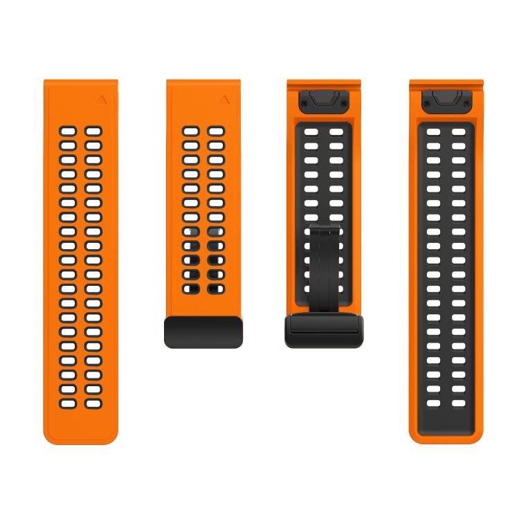For Garmin QuickFit 26mm Kalebol Two-color Magnetic Silicone Watch Band(Orange Black)