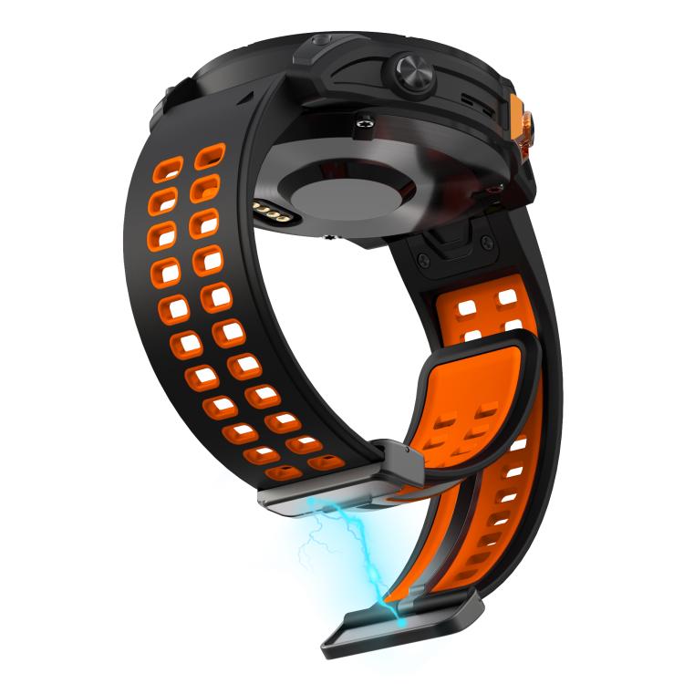 For Garmin QuickFit 26mm Kalebol Two-color Magnetic Silicone Watch Band(Black Orange) - free shipping - PMc TechLife - Order now!