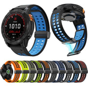 For Garmin QuickFit 26mm Kalebol Two-color Magnetic Silicone Watch Band(Orange Black)