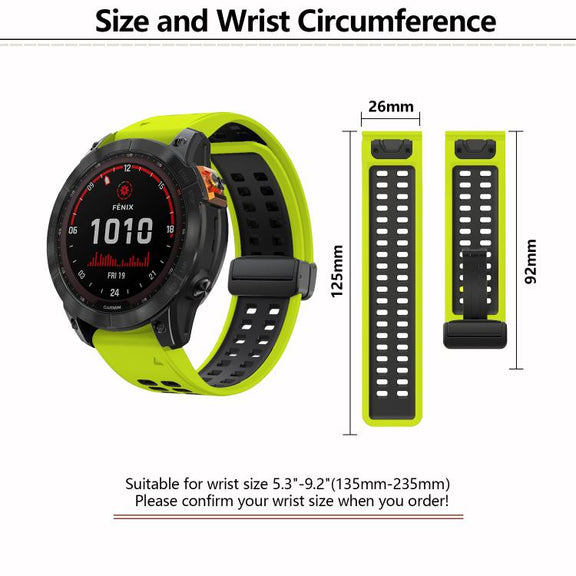 For Garmin QuickFit 26mm Kalebol Two-color Magnetic Silicone Watch Band(Orange Black)