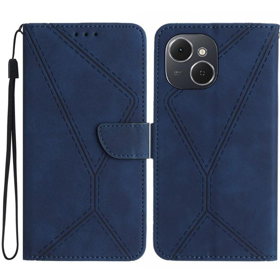 For Tecno Spark 40C Stitching Embossed Leather Phone Case(Blue)