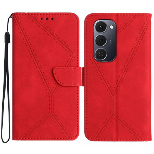 For Tecno Spark 40 Pro+ 4G Stitching Embossed Leather Phone Case(Red) - free shipping - PMC Jewellery - Order now!