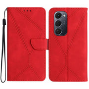 For Tecno Spark 40 Pro+ 4G Stitching Embossed Leather Phone Case(Red)