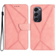 For Tecno Spark 40 Pro+ 4G Stitching Embossed Leather Phone Case(Pink)