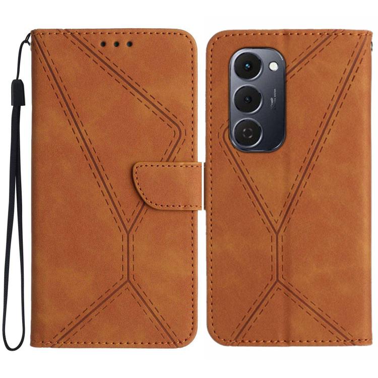 For Tecno Spark 40 Pro+ 4G Stitching Embossed Leather Phone Case(Brown) - free shipping - PMC Jewellery - Order now!