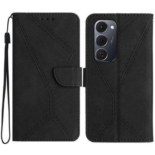 For Tecno Spark 40 Pro+ 4G Stitching Embossed Leather Phone Case(Black) - free shipping - PMC Jewellery - Order now!