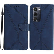 For Tecno Spark 40 Pro+ 4G Stitching Embossed Leather Phone Case(Blue)