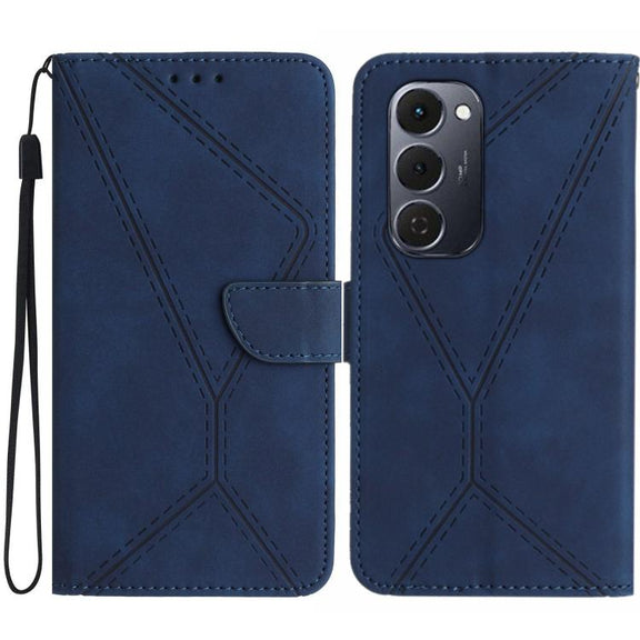 For Tecno Spark 40 Pro+ 4G Stitching Embossed Leather Phone Case(Blue)
