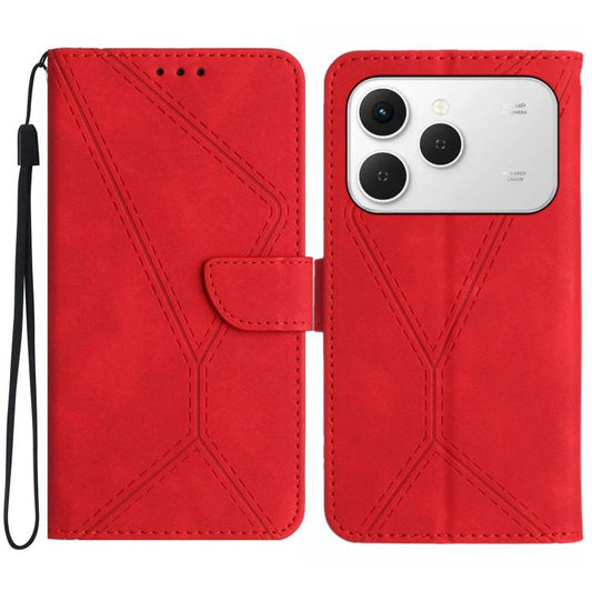 For Tecno Spark 40 4G Stitching Embossed Leather Phone Case(Red) - free shipping - PMC Jewellery - Order now!