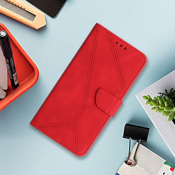 For Tecno Spark 40 4G Stitching Embossed Leather Phone Case(Red)