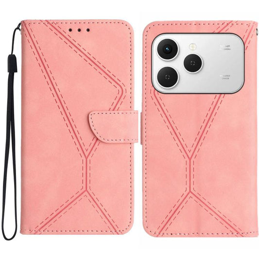 For Tecno Spark 40 4G Stitching Embossed Leather Phone Case(Pink) - free shipping - PMC Jewellery - Order now!