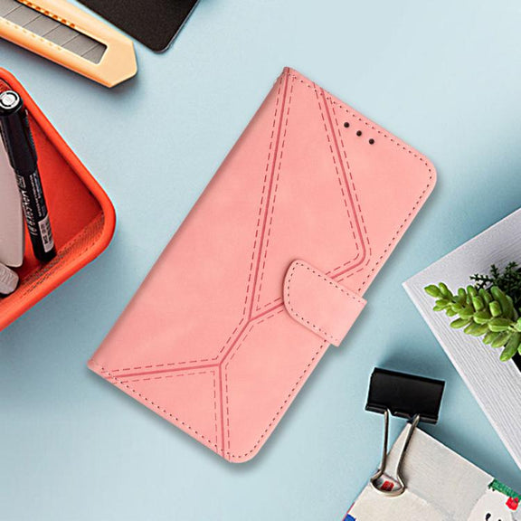 For Tecno Spark 40 4G Stitching Embossed Leather Phone Case(Pink)
