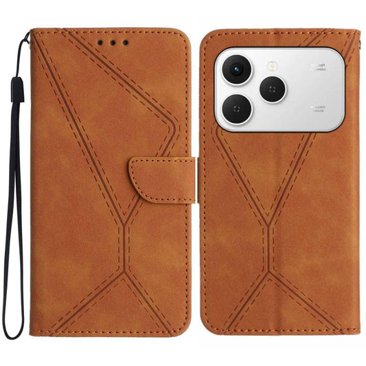 For Tecno Spark 40 4G Stitching Embossed Leather Phone Case(Brown) - free shipping - PMC Jewellery - Order now!