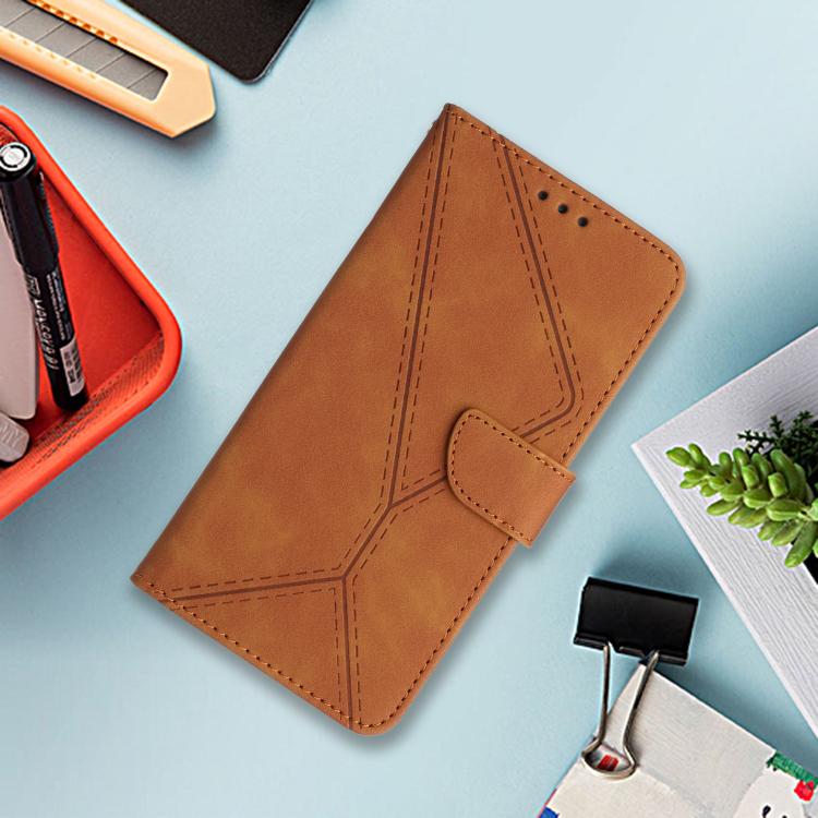 For Tecno Spark 40 4G Stitching Embossed Leather Phone Case(Brown)