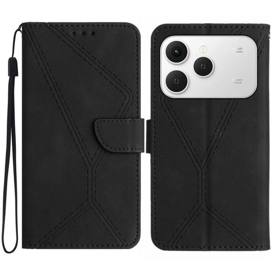 For Tecno Spark 40 4G Stitching Embossed Leather Phone Case(Black) - free shipping - PMC Jewellery - Order now!