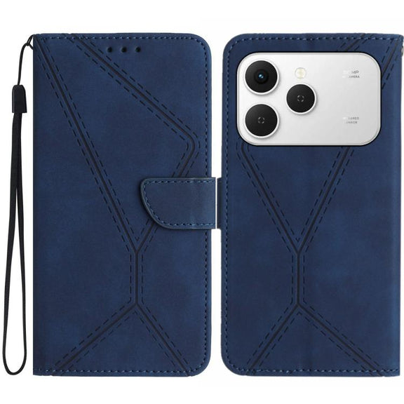 For Tecno Spark 40 4G Stitching Embossed Leather Phone Case(Blue)
