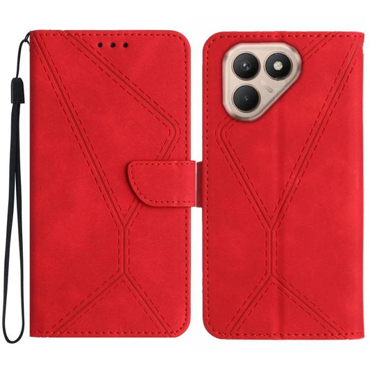 For Tecno Pova 7 4G Stitching Embossed Leather Phone Case(Red) - free shipping - PMC Jewellery - Order now!