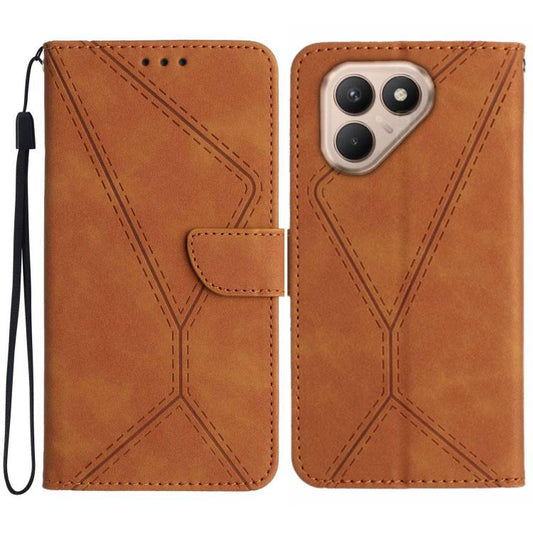 For Tecno Pova 7 4G Stitching Embossed Leather Phone Case(Brown) - free shipping - PMC Jewellery - Order now!