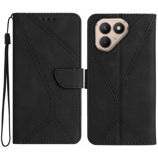For Tecno Pova 7 4G Stitching Embossed Leather Phone Case(Black) - free shipping - PMC Jewellery - Order now!