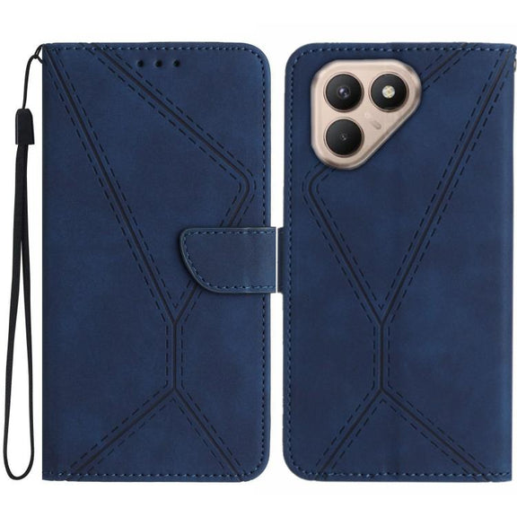 For Tecno Pova 7 4G Stitching Embossed Leather Phone Case(Blue)