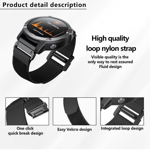 For Garmin QuickFit 26mm Kalebol Loop Nylon Buckle Watch Band(Black)