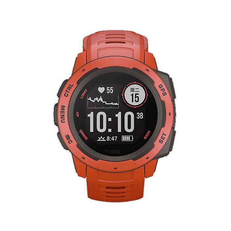 For Garmin Instinct 22mm Kalebol Steel Buckle Silicone Watch Band(Flame Red)