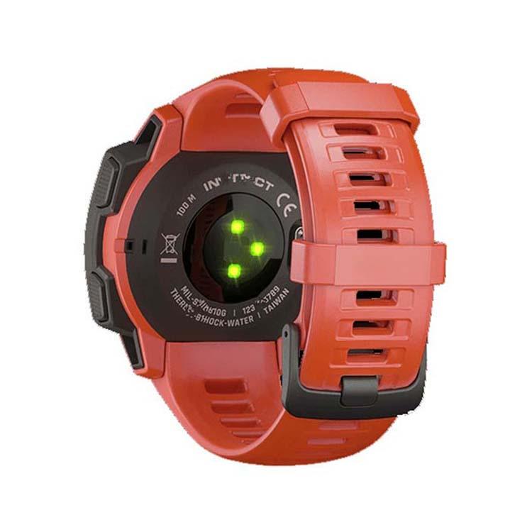 For Garmin Instinct 22mm Kalebol Steel Buckle Silicone Watch Band(Flame Red)