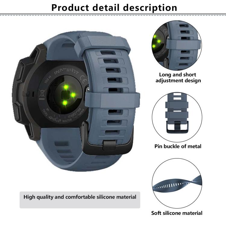 For Garmin Instinct 22mm Kalebol Steel Buckle Silicone Watch Band(Army Green)